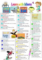 English Worksheet: Learn with Idioms(Part 20): Idioms with Dish, Eat, Feed, Hungry, and Spoon ( B&W Version)