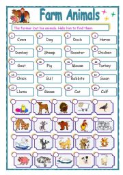 English Worksheet: Farm Animals