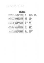 English Worksheet: WORDSEARCH THE BODY