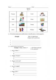 English worksheet: Quiz on  jobs and verb 