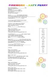 English Worksheet: FIREWORK - KATY PERRY