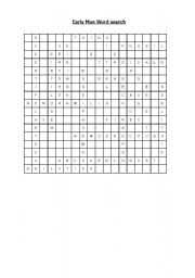 English Worksheet: Early Man Word Search