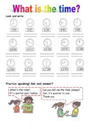English Worksheet: What is the time?