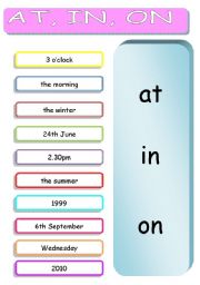 English Worksheet: Time Prepositions for Young Learners