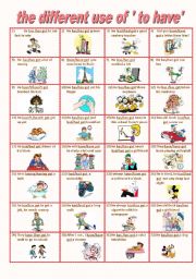 English Worksheet: THE DIFFERENT USE OF TO HAVE 