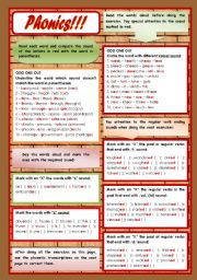 English Worksheet: Phonics!!!  7 different tasks [z / s sound; final ed in the past; vowel sound; th sound] with phonetic transcriptions for auto-correction or oral correction. ((2 pages)) ***editable