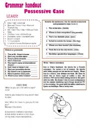 English Worksheet: Possessive case