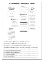 English Worksheet: Understanding newspapers