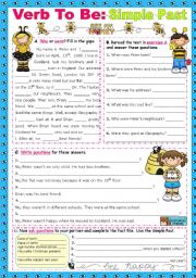 English Worksheet: Verb To Be:  Past  Simple 