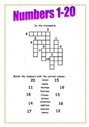 English Worksheet: Numbers 1-20