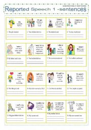 English Worksheet: 1 REPORTED SPEECH - SENTENCES 1