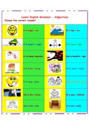 English Worksheet: Learn English Grammar with Adjectives