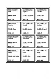 English Worksheet: identity cards