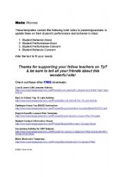 English Worksheet: Note Home