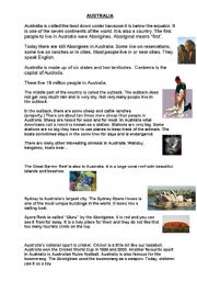 English Worksheet: AUSTRALIA