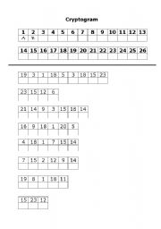 English worksheet: Cryptogram 