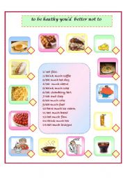 English Worksheet: to be healthy 