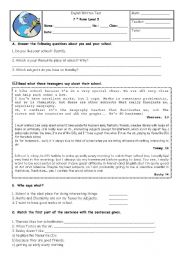 English Worksheet: English test about school