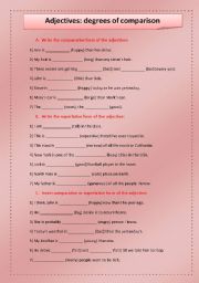 English Worksheet: coparatives