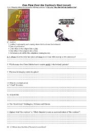 English Worksheet: One flew over the cuckoos nest 