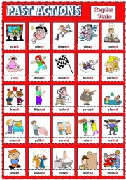 English Worksheet: PAST ACTIONS PICTIONARY - Regular verbs