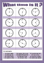 English Worksheet: What time is it?