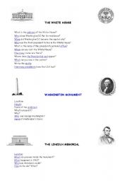 English worksheet: Washington monuments