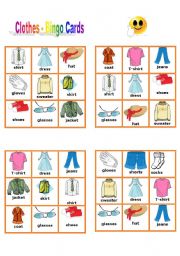 English Worksheet: Clothes - 10 Bingo Cards