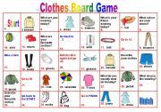 English Worksheet: Clothes -Boardgame