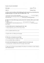 English Worksheet: Test in language and writing 