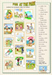 English Worksheet: park activities matching