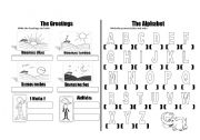 English Worksheet: Grettings and alphabet