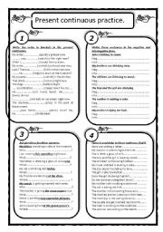 English Worksheet: Present continuous practice.