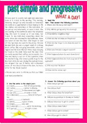 English Worksheet: PAST SIMPLE AND PROGRESSIVE