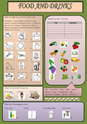 English Worksheet: FOOD AND DRINKS