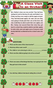 Comprehension and Word Search - A Visit to an Apple Orchard