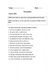 English Worksheet: And and But 