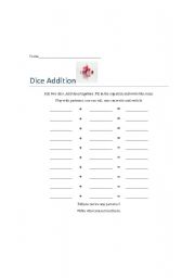 English Worksheet: Dice Addition