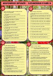 English Worksheet: REPORTED SPEECH - EXERCISES PART 3
