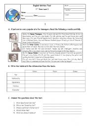 English Worksheet: English Written test