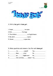 English worksheet: have got