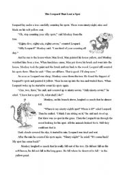 English Worksheet: The Leopard that Lost a Spot