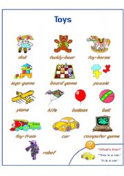 English Worksheet: Toys - Pictionary