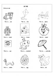 English Worksheet: Articles - A / AN 