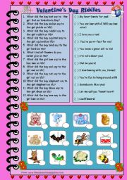 English Worksheet: Valentines Day Riddles + key (editable)