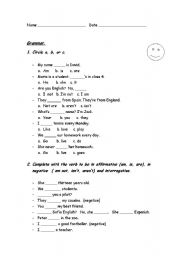 English Worksheet: EXAM: To be, usual questions,Present simple and vocabulary.