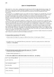 English Worksheet: Comprehension Quiz