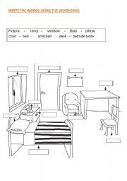 English Worksheet:  my bedroom