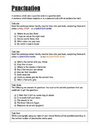 English Worksheet: Punctuation Practise