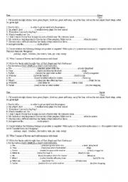 English Worksheet: grammar and vocabulary